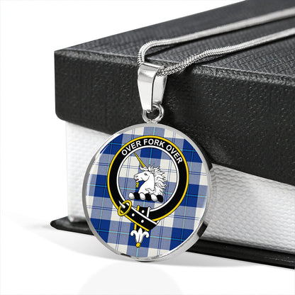 Cunningham Dress Royal Blue Tartan Crest Circle Necklace