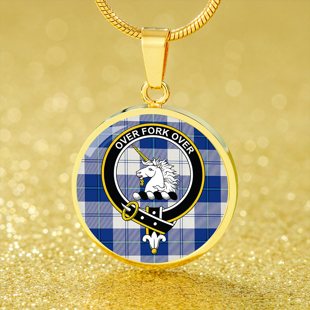 Cunningham Dress Royal Blue Tartan Crest Circle Necklace