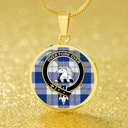 Cunningham Dress Royal Blue Tartan Crest Circle Necklace