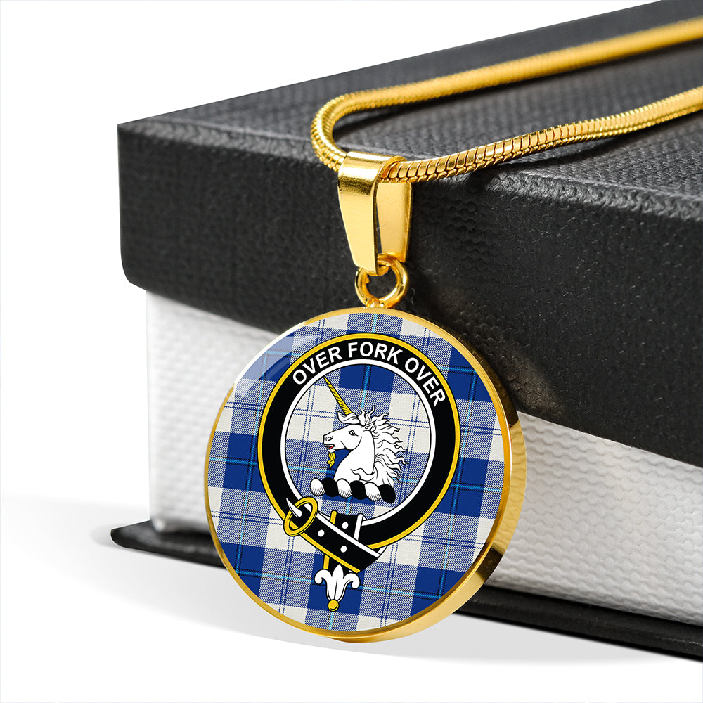 Cunningham Dress Royal Blue Tartan Crest Circle Necklace