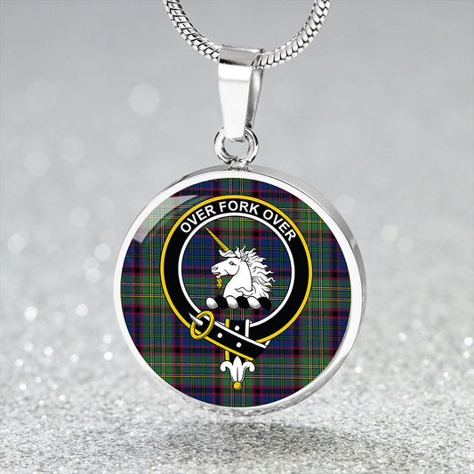 Cunningham Hunting Modern Tartan Crest Circle Necklace