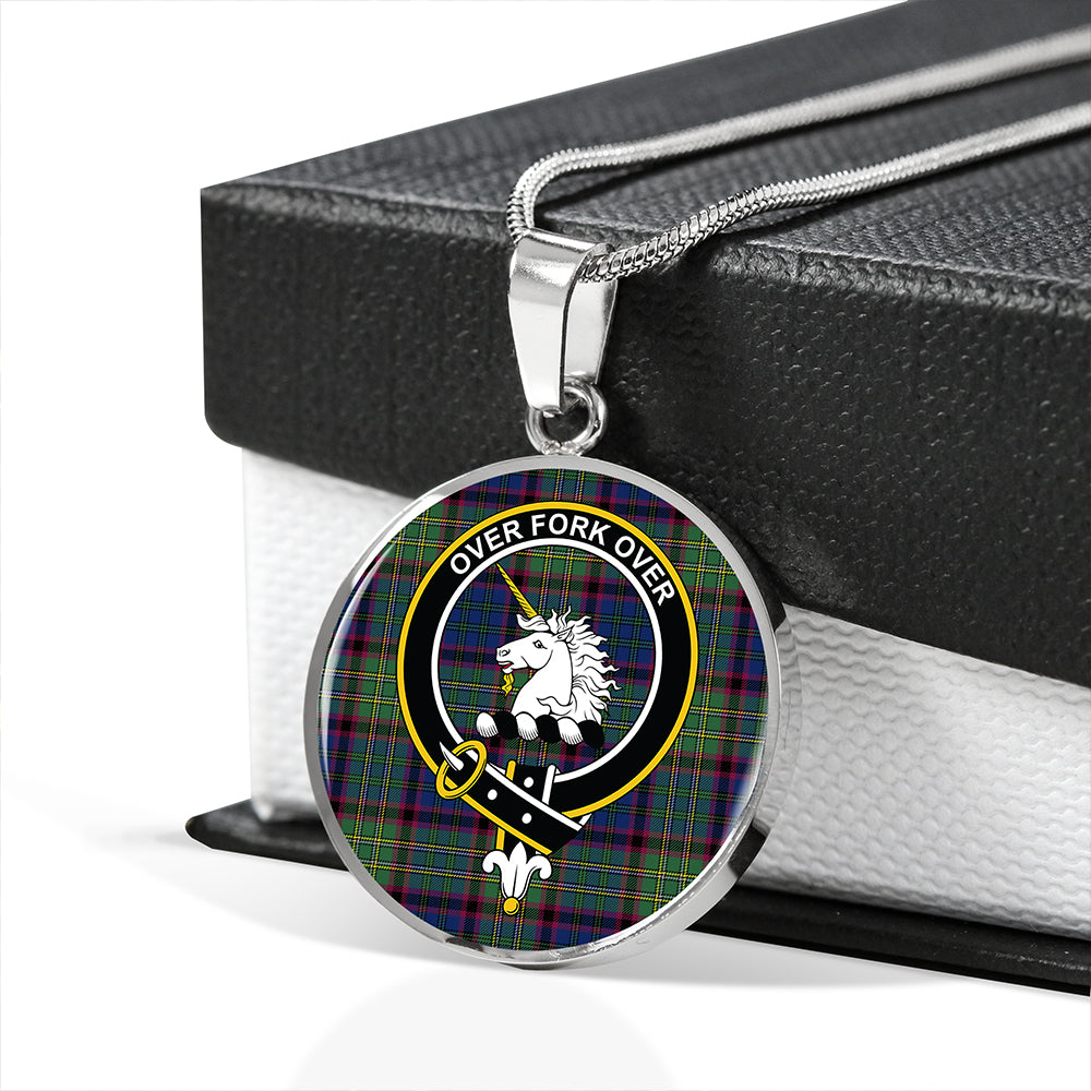 Cunningham Hunting Modern Tartan Crest Circle Necklace