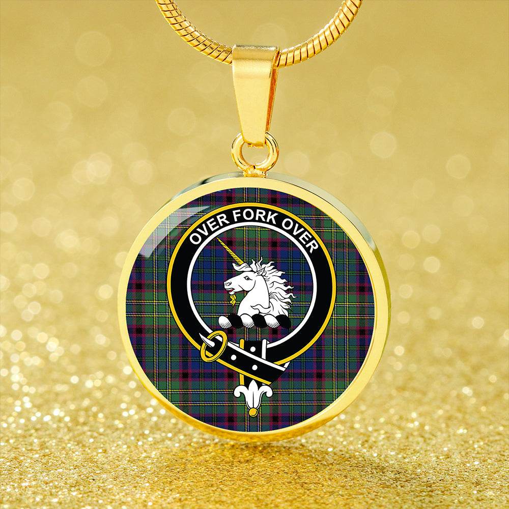 Cunningham Hunting Modern Tartan Crest Circle Necklace