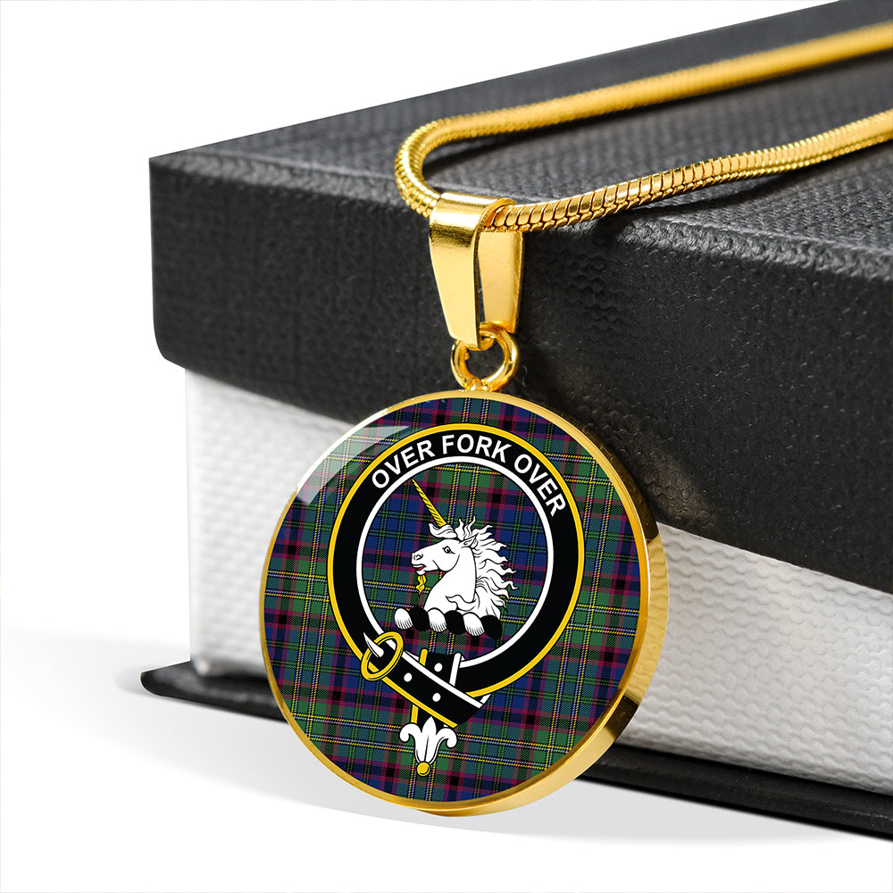 Cunningham Hunting Modern Tartan Crest Circle Necklace