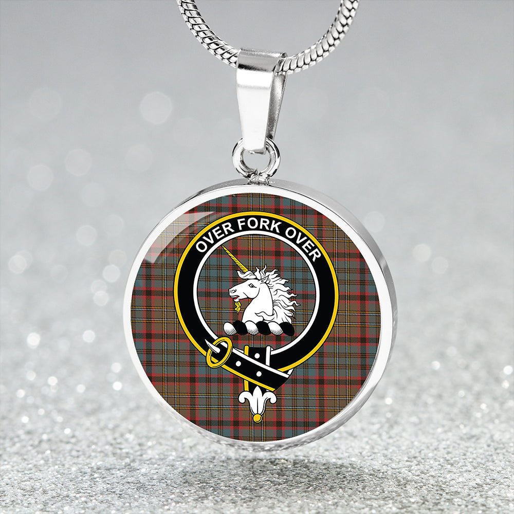 Cunningham Hunting (MacNicol Hunting #2) Weathered Tartan Crest Circle Necklace