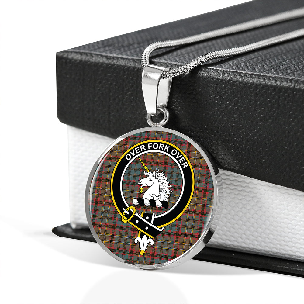 Cunningham Hunting (MacNicol Hunting #2) Weathered Tartan Crest Circle Necklace