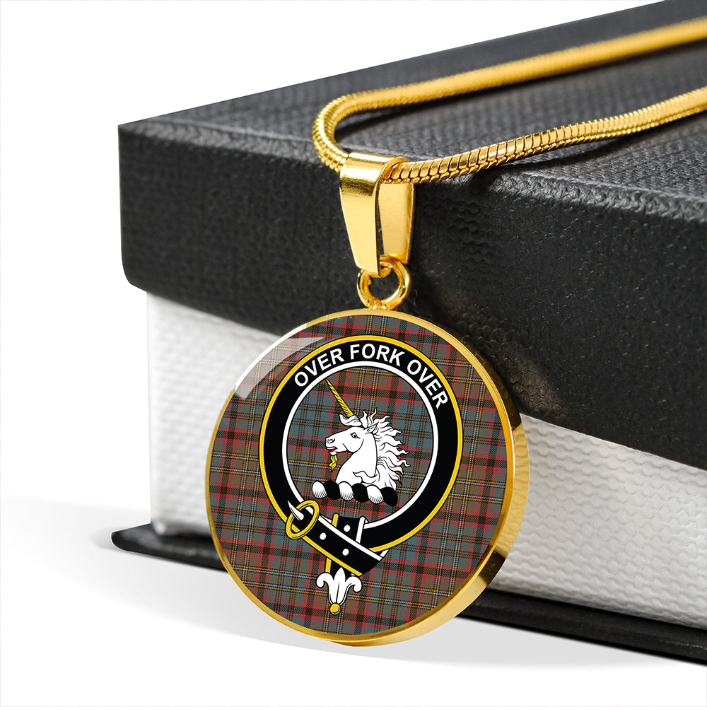 Cunningham Hunting (MacNicol Hunting #2) Weathered Tartan Crest Circle Necklace
