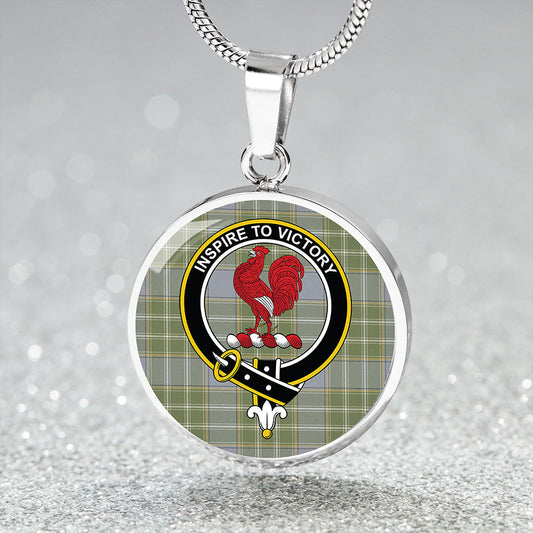 Currie Weathered Tartan Crest Circle Necklace