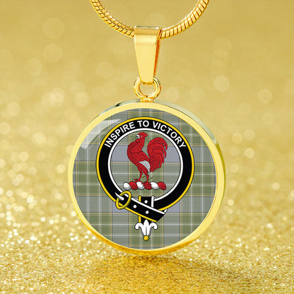 Currie Weathered Tartan Crest Circle Necklace