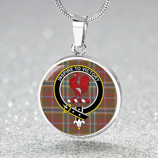 Currie of Arran Weathered Tartan Crest Circle Necklace