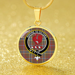 Currie of Arran Weathered Tartan Crest Circle Necklace