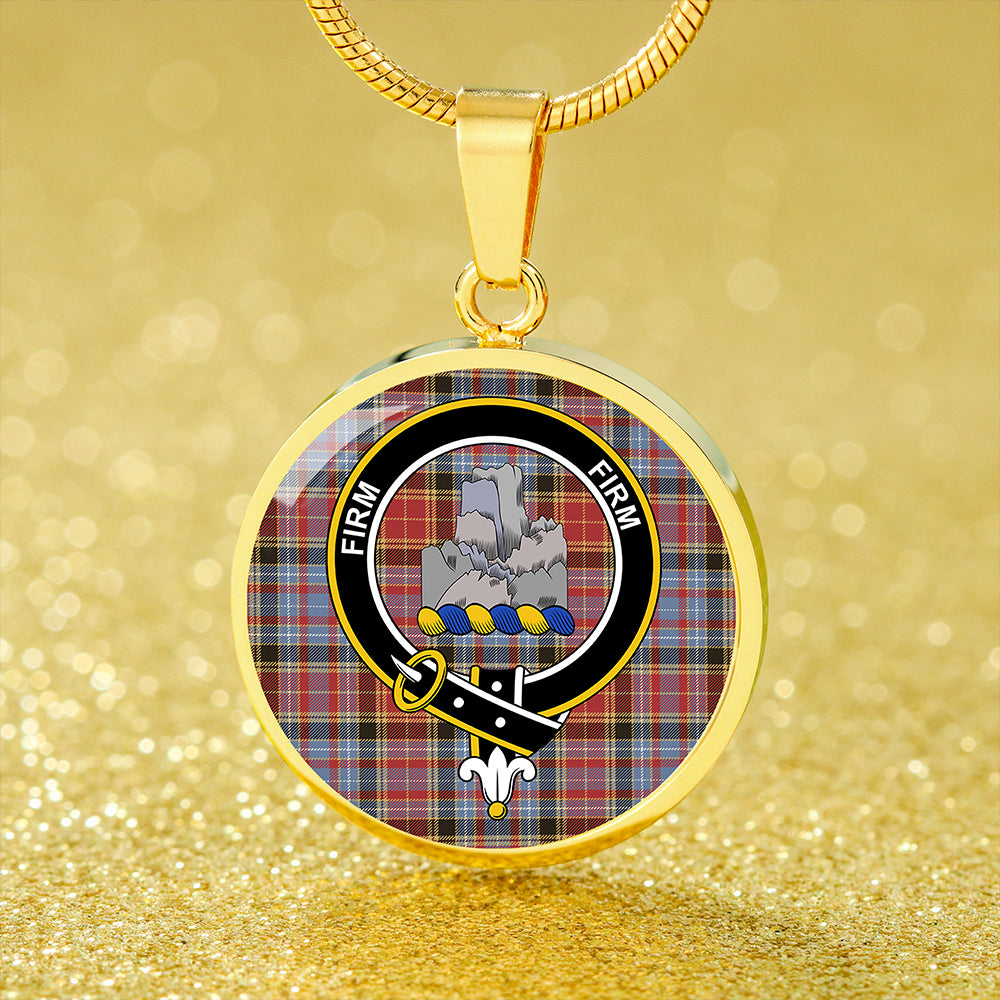 Dalrymple of Castleton Weathered Tartan Crest Circle Necklace