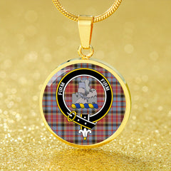 Dalrymple of Castleton Weathered Tartan Crest Circle Necklace