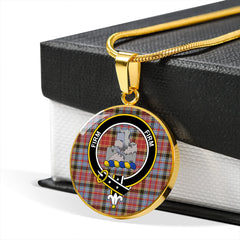 Dalrymple of Castleton Weathered Tartan Crest Circle Necklace