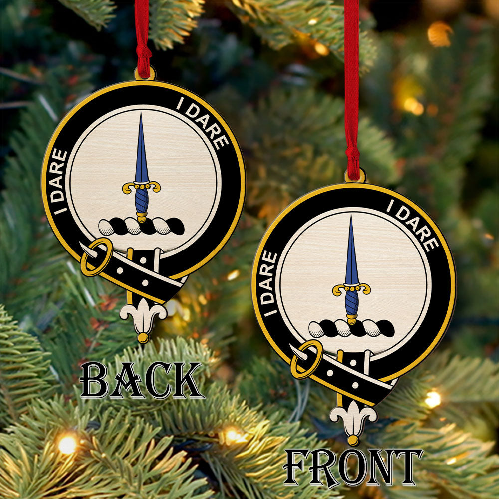 Dalzell Tartan Crest Wood Acrylic Ornament