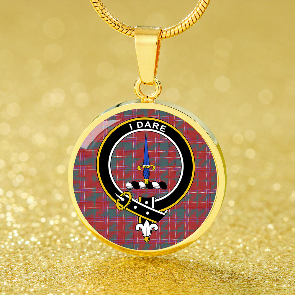 Dalziel Weathered Tartan Crest Circle Necklace