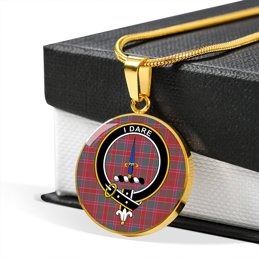 Dalziel Weathered Tartan Crest Circle Necklace