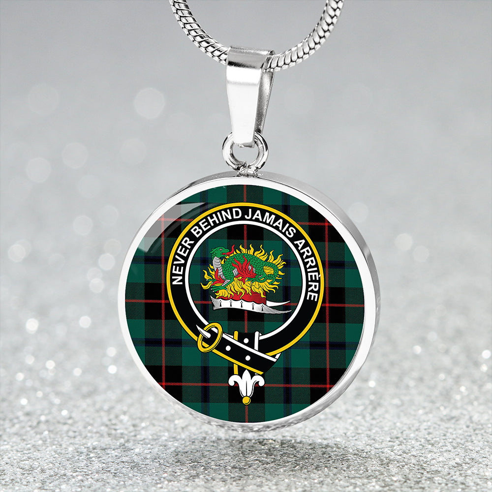 Douglas Black Modern Tartan Crest Circle Necklace