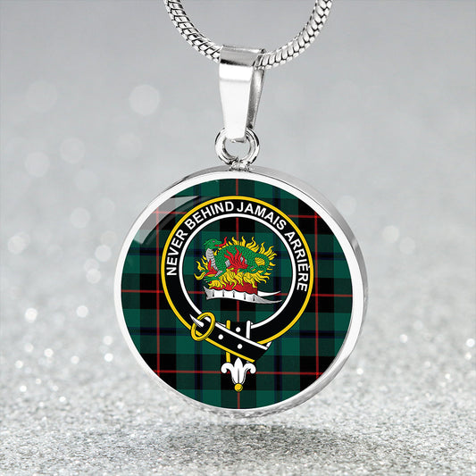 Douglas Black Modern Tartan Crest Circle Necklace