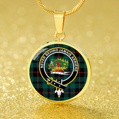 Douglas Black Modern Tartan Crest Circle Necklace