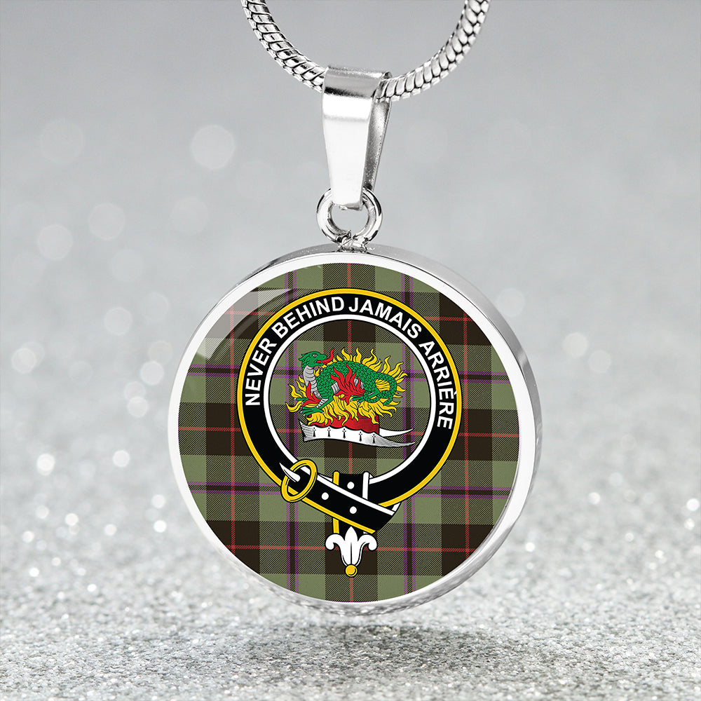 Douglas Black Weathered Tartan Crest Circle Necklace