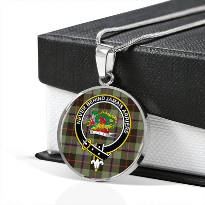 Douglas Black Weathered Tartan Crest Circle Necklace