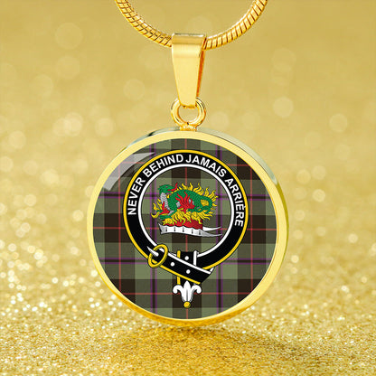 Douglas Black Weathered Tartan Crest Circle Necklace