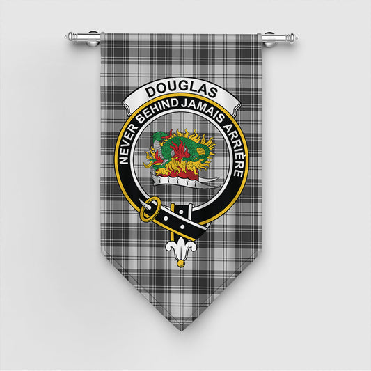 Douglas Grey Modern Tartan Crest Gonfalon