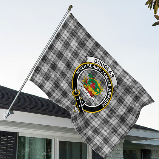 Douglas Grey Modern Tartan Classic Crest House Flag