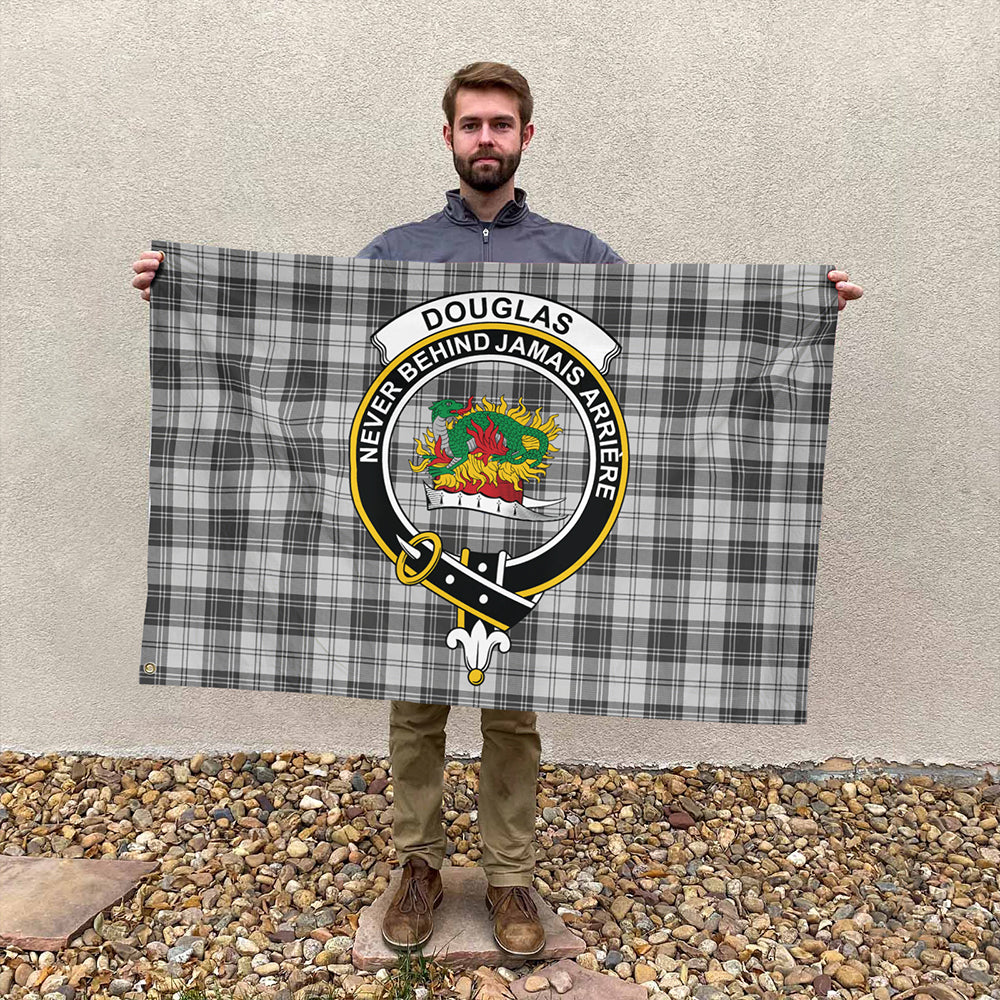 Douglas Grey Modern Tartan Classic Crest House Flag