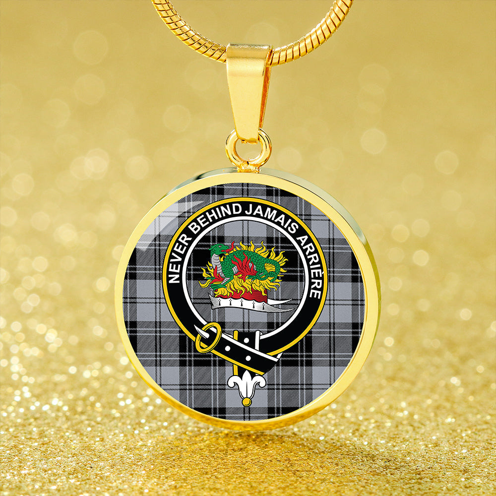 Douglas Grey Modern Tartan Crest Circle Necklace