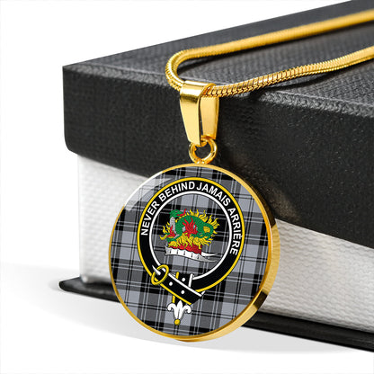 Douglas Grey Modern Tartan Crest Circle Necklace