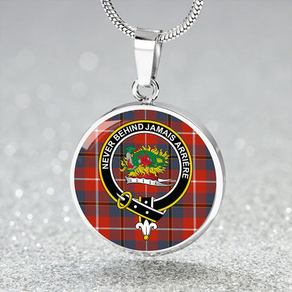 Douglas Red Ancient Tartan Crest Circle Necklace