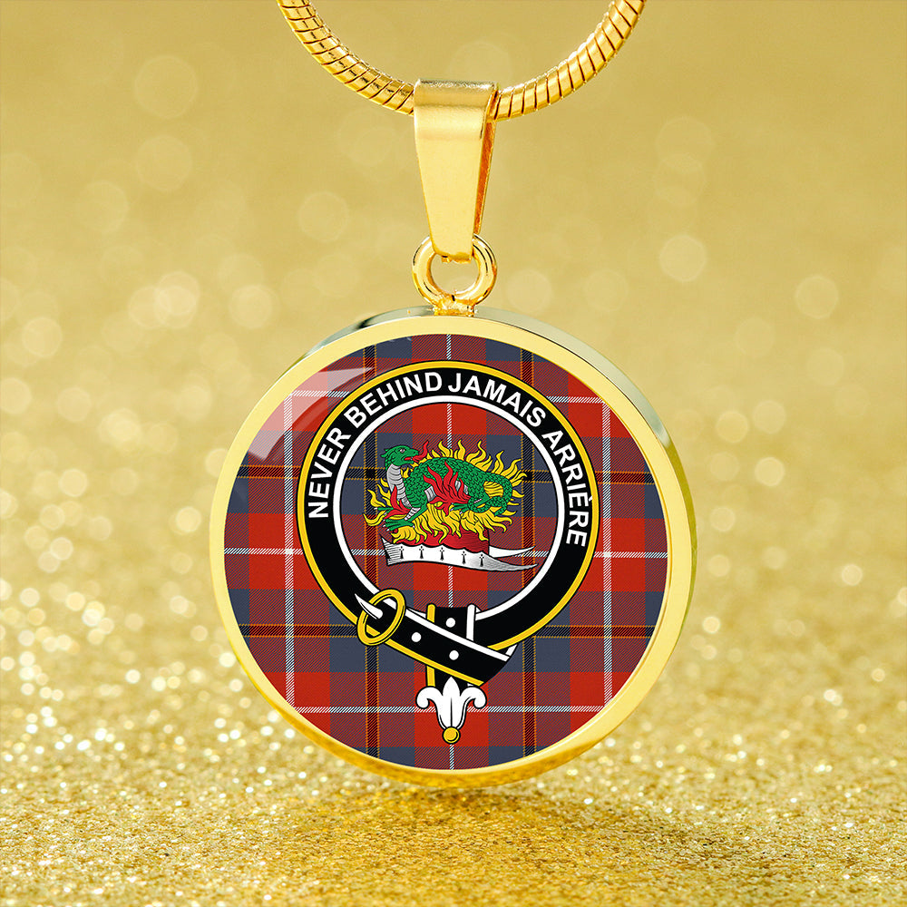 Douglas Red Ancient Tartan Crest Circle Necklace