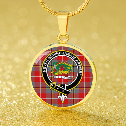 Douglas Red Modern Tartan Crest Circle Necklace