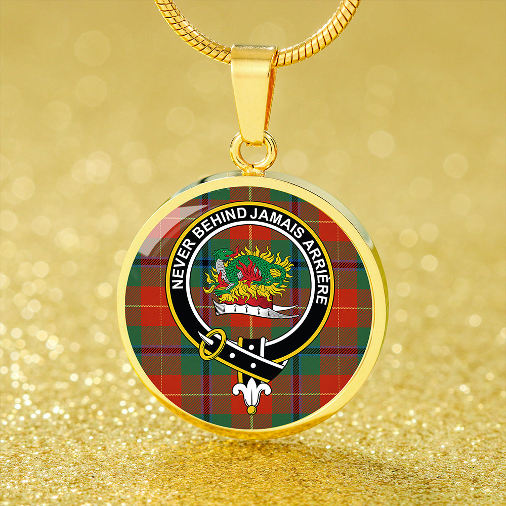 Douglas of Roxburgh Ancient Tartan Crest Circle Necklace