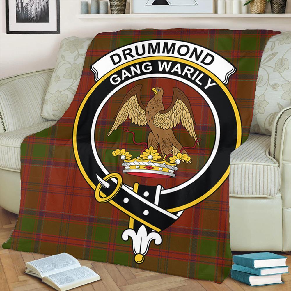 Drummond Clan Tartan Crest Premium Blanket