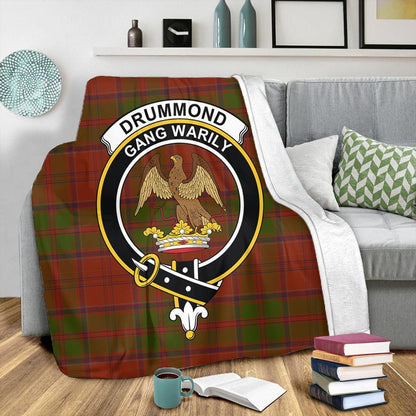 Drummond Clan Tartan Crest Premium Blanket