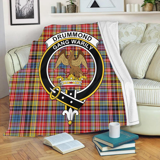 Drummond of Strathallan Tartan Crest Premium Blanket