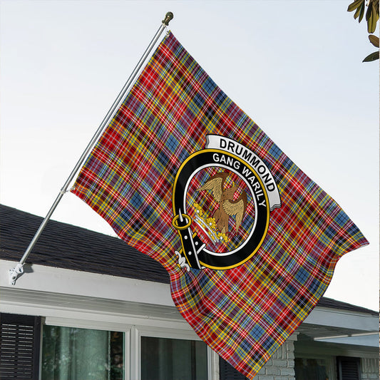 Drummond of Strathallan Tartan Classic Crest House Flag