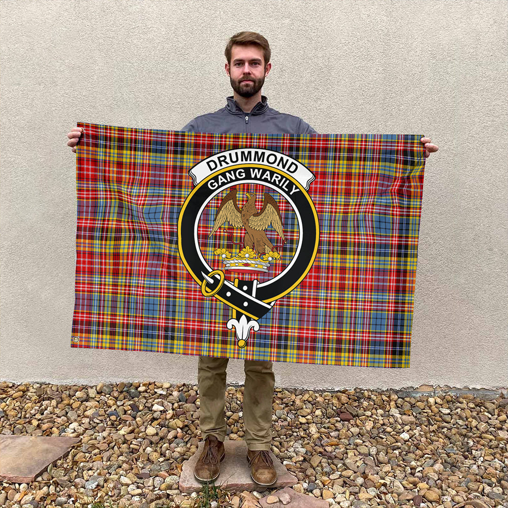 Drummond of Strathallan Tartan Classic Crest House Flag