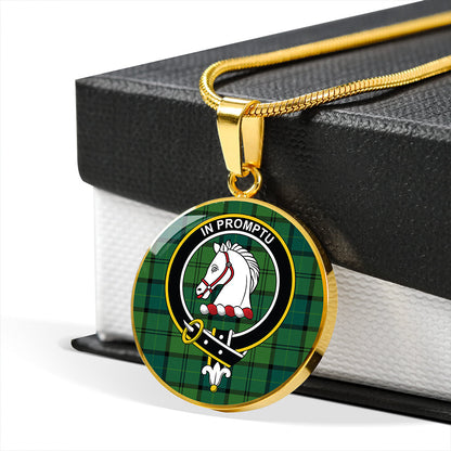 Dunbar Hunting Modern Tartan Crest Circle Necklace