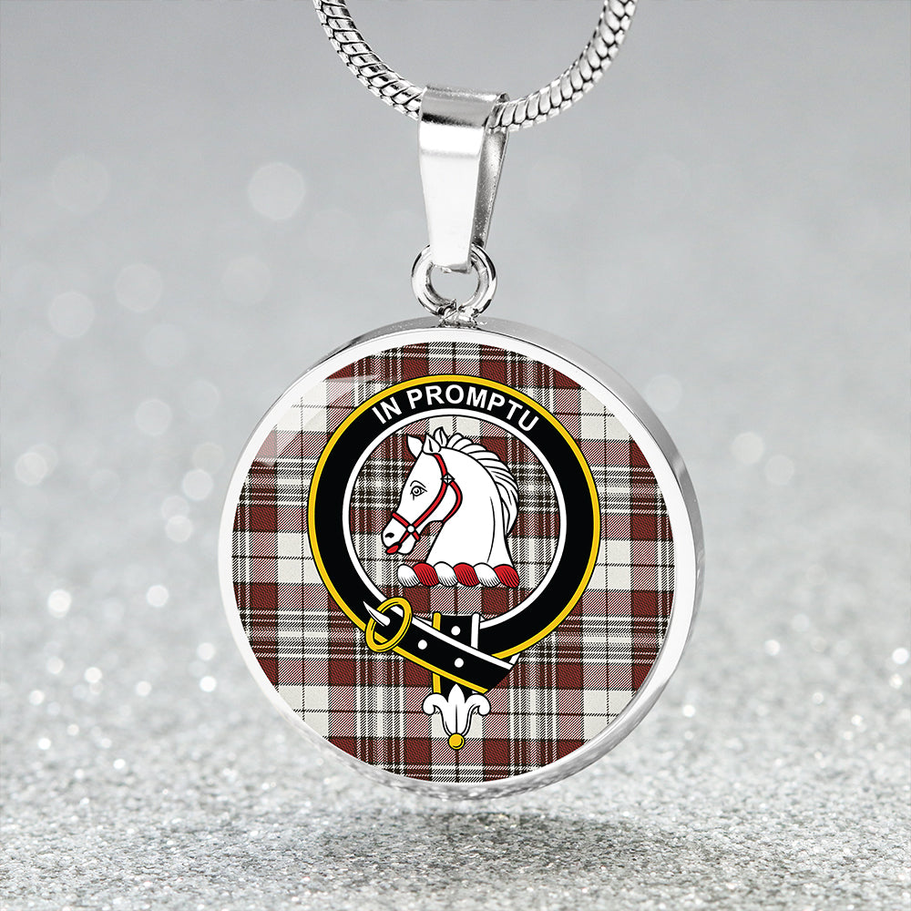 Dunbar Plaid Weathered Tartan Crest Circle Necklace