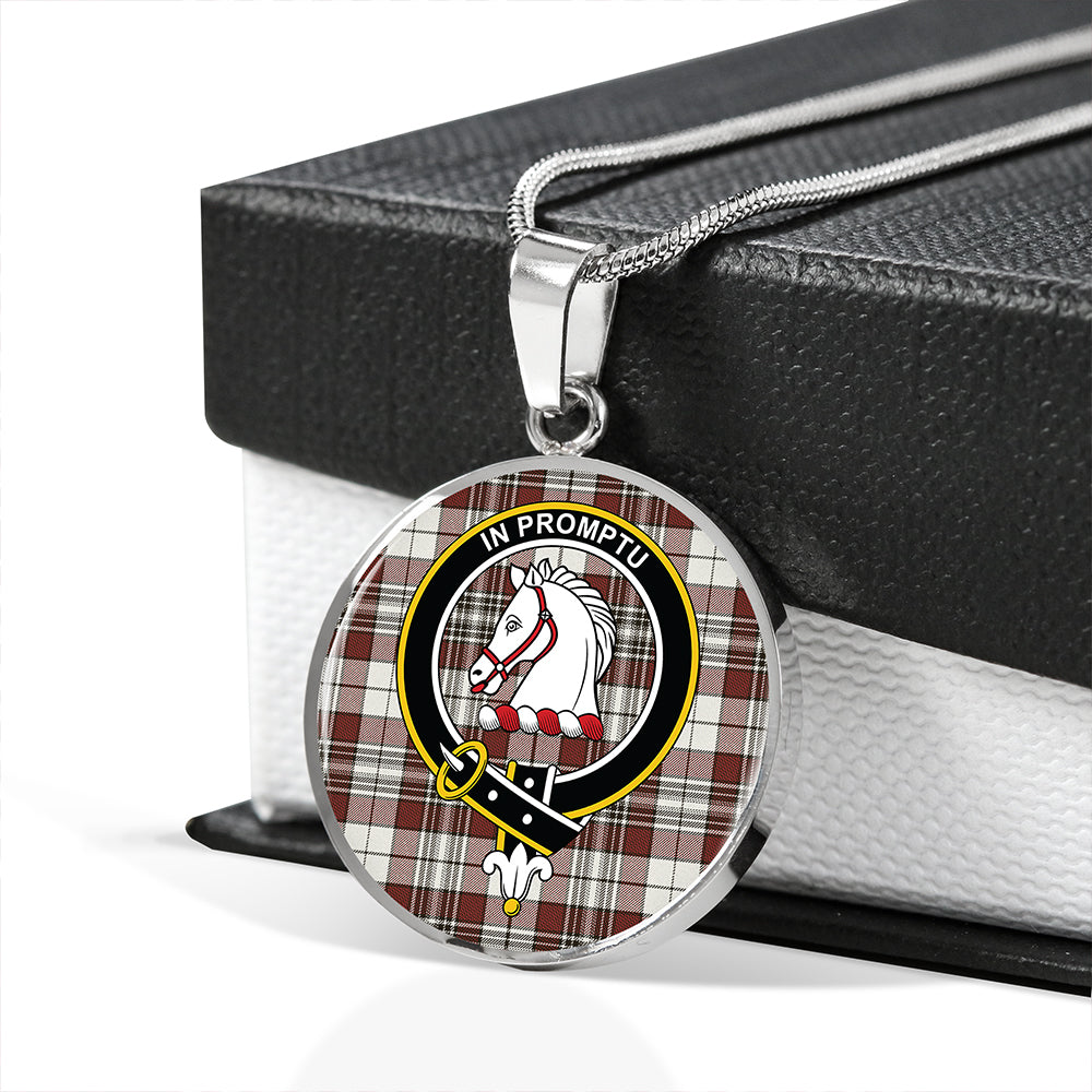 Dunbar Plaid Weathered Tartan Crest Circle Necklace