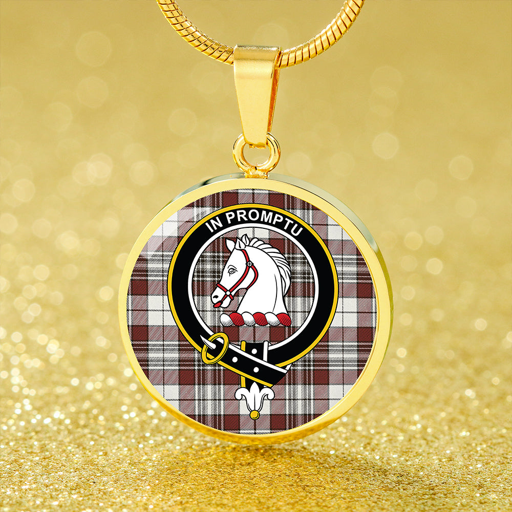 Dunbar Plaid Weathered Tartan Crest Circle Necklace