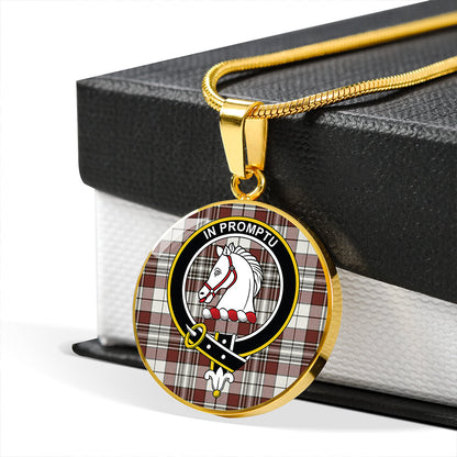 Dunbar Plaid Weathered Tartan Crest Circle Necklace