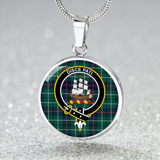 Duncan Modern Tartan Crest Circle Necklace