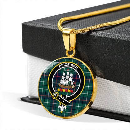 Duncan Modern Tartan Crest Circle Necklace