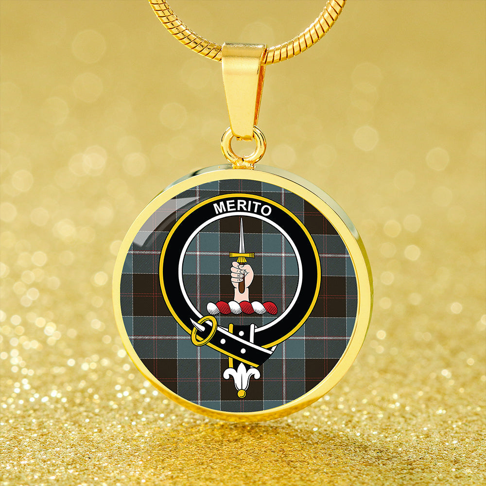 Dunlop Weathered Tartan Crest Circle Necklace