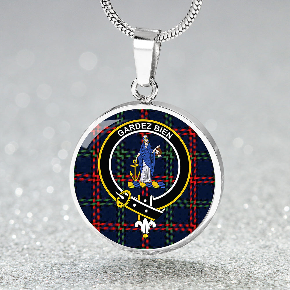 Eglinton District (Montgomery of Ayrshire) Modern Tartan Crest Circle Necklace